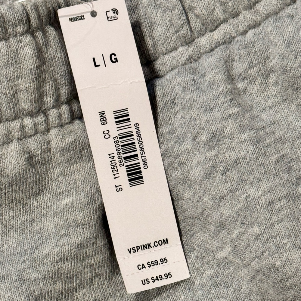 PINK Victoria's Secret Gray Joggers Black and White Stripes - Picture 9 of 11
